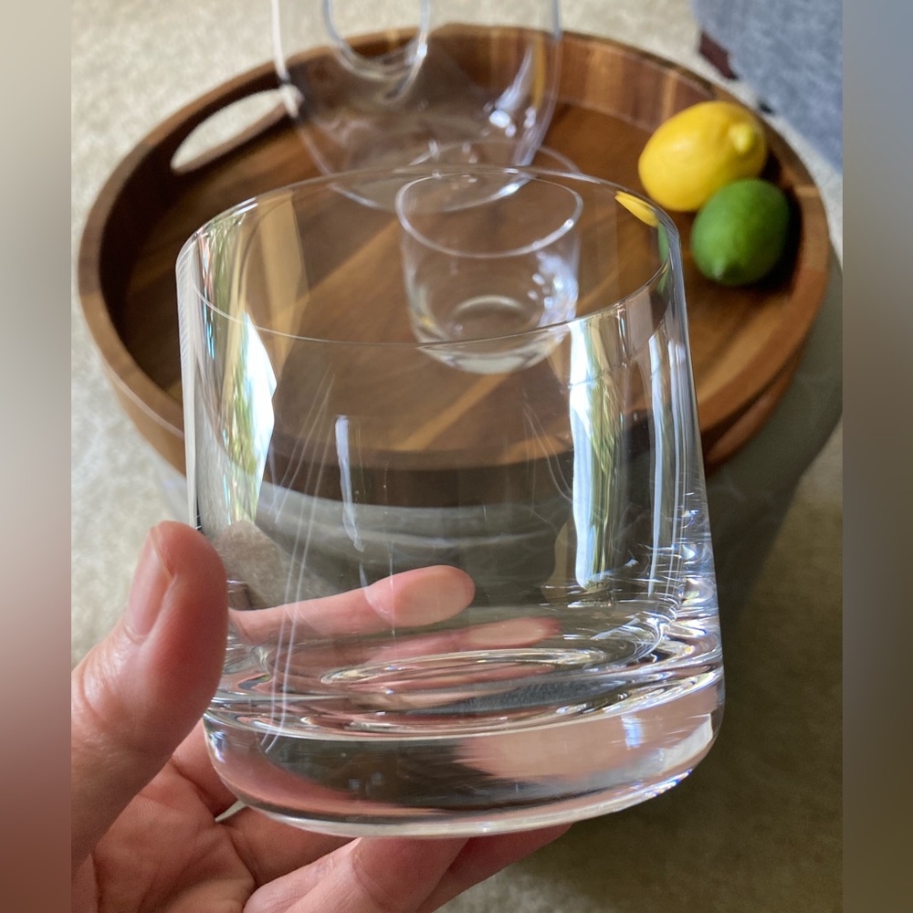 Crate&Barrel Ona Pitcher and Crescent Double Old-Fashioned Glass Set (3-pc set) - Picture 2 of 6